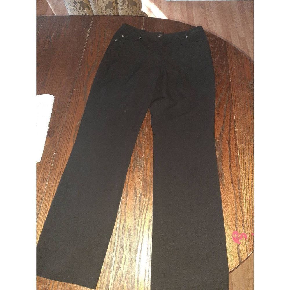 Size 8 Rafaella Black Riveted Mid Rise Pleated Leg Casual Pants